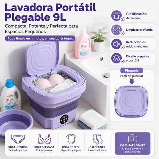 Lavadora Portátil 9L Para Espacios Pequeños